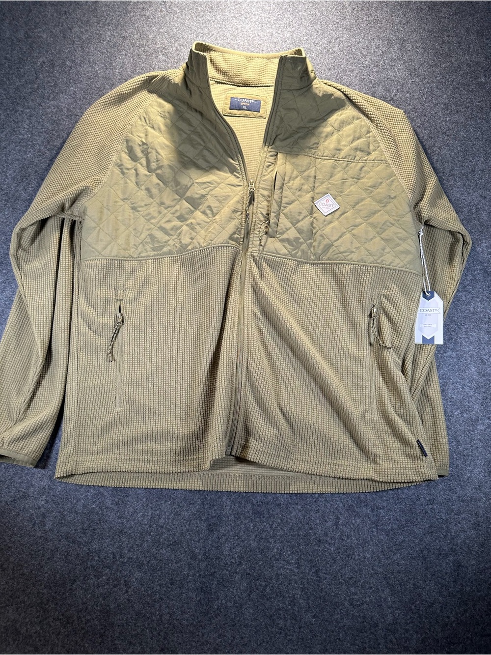 Olive Green Quilted-Lined Full Zip Jacket